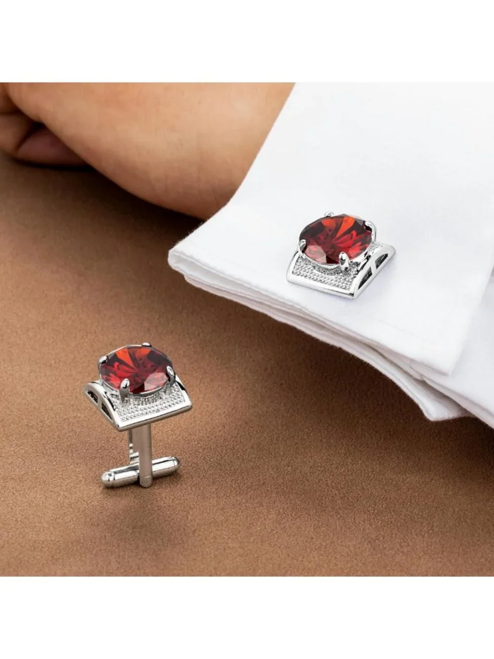 Colorful Gemstone Cuff Links for Men - Stylish Birthstone Accessories for Gifts